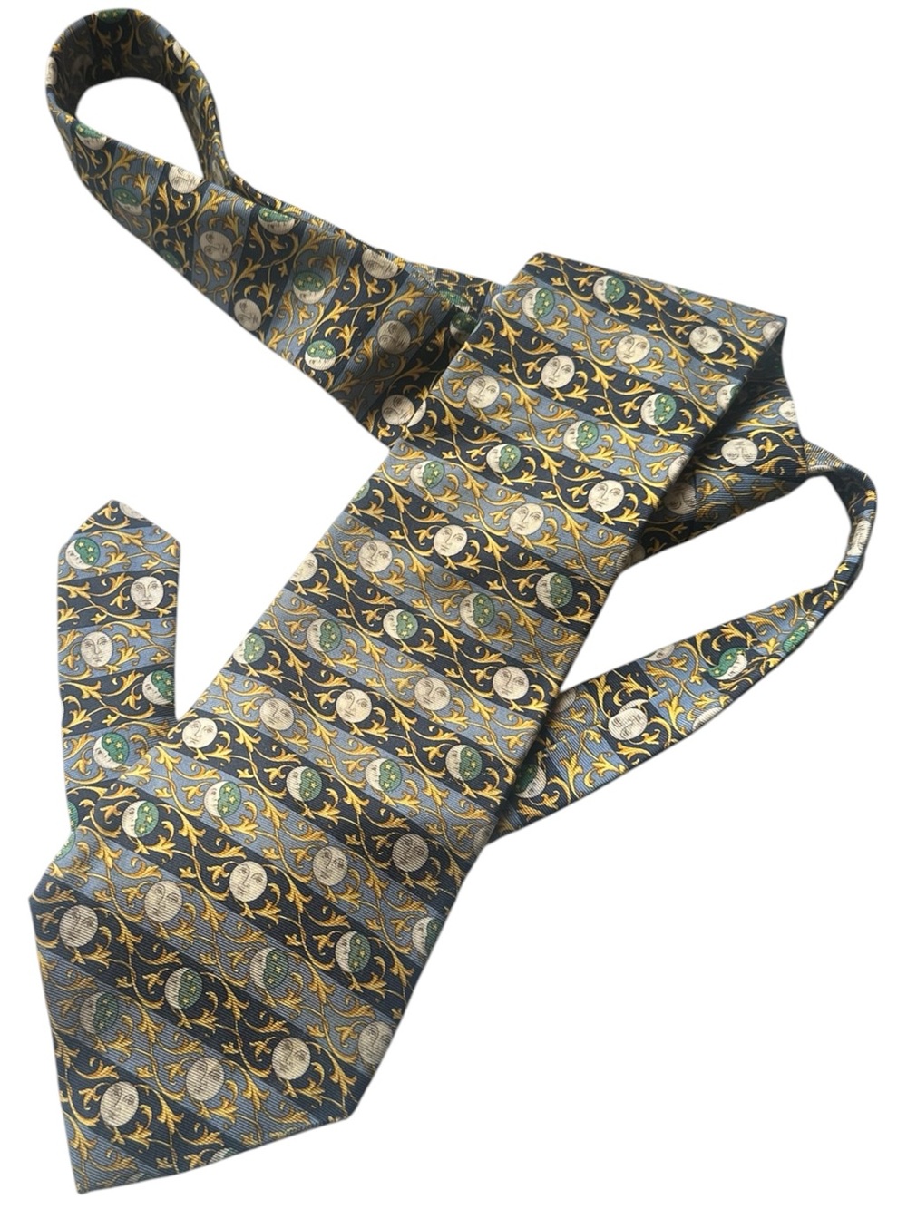 Metropolitan Museum of Art Silk Tie – Blue & Gold Baroque Face Motif
